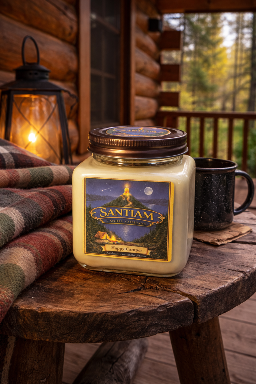 Happy Camper 16oz Glass Jar