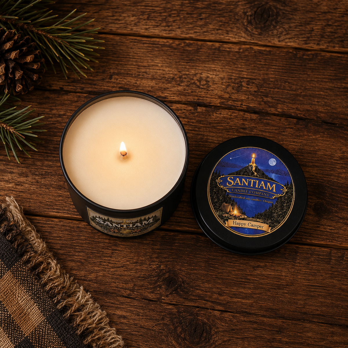 Happy Camper | 3.5 oz Tin | Handcrafted Soy Candle