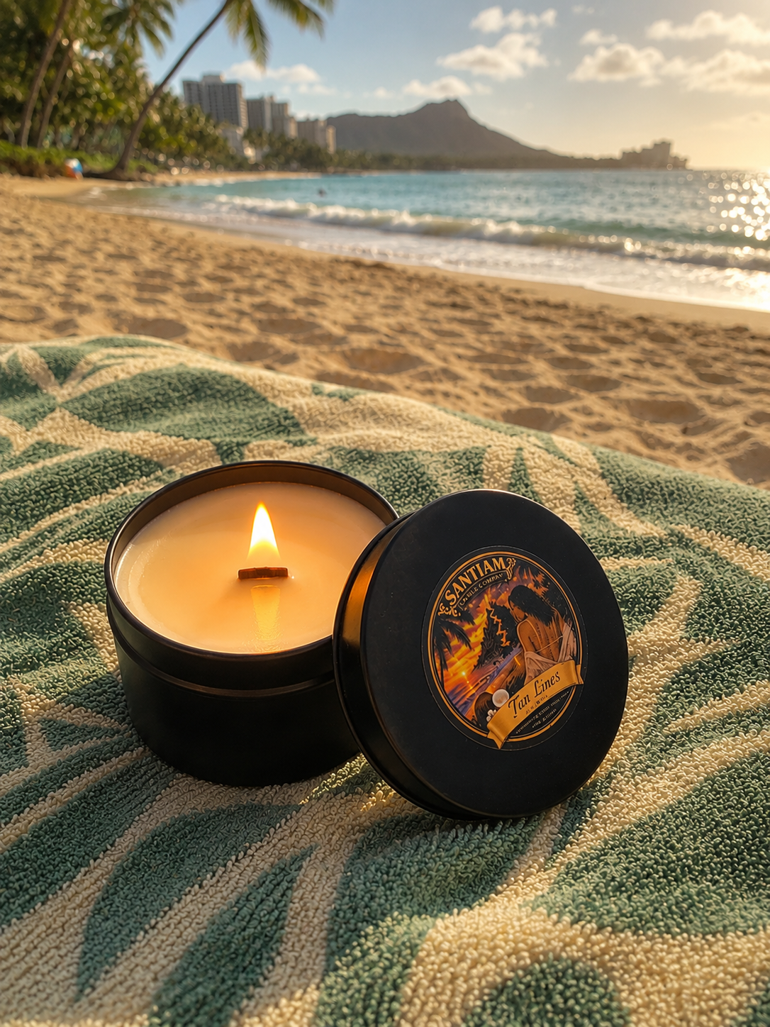 Tan Lines | 7 oz Tin | Handcrafted Soy Candle