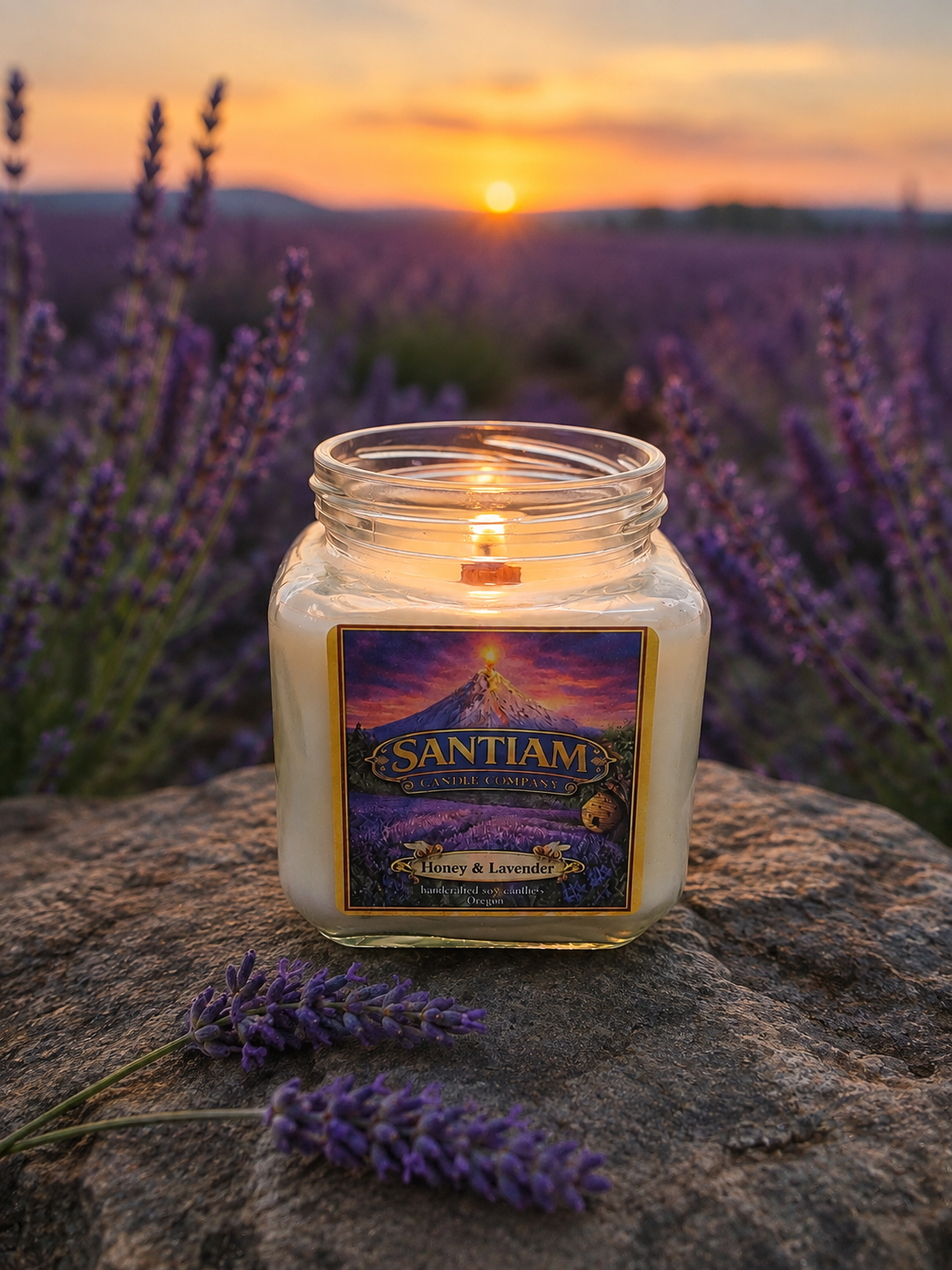 Honey & Lavender | 15.5 oz Jar | Handcrafted Soy Candle